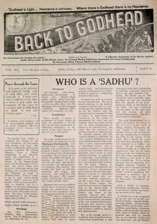 1956 Back to Godhead vol 3 part 02 - Who is a Sadhu - Vanisource